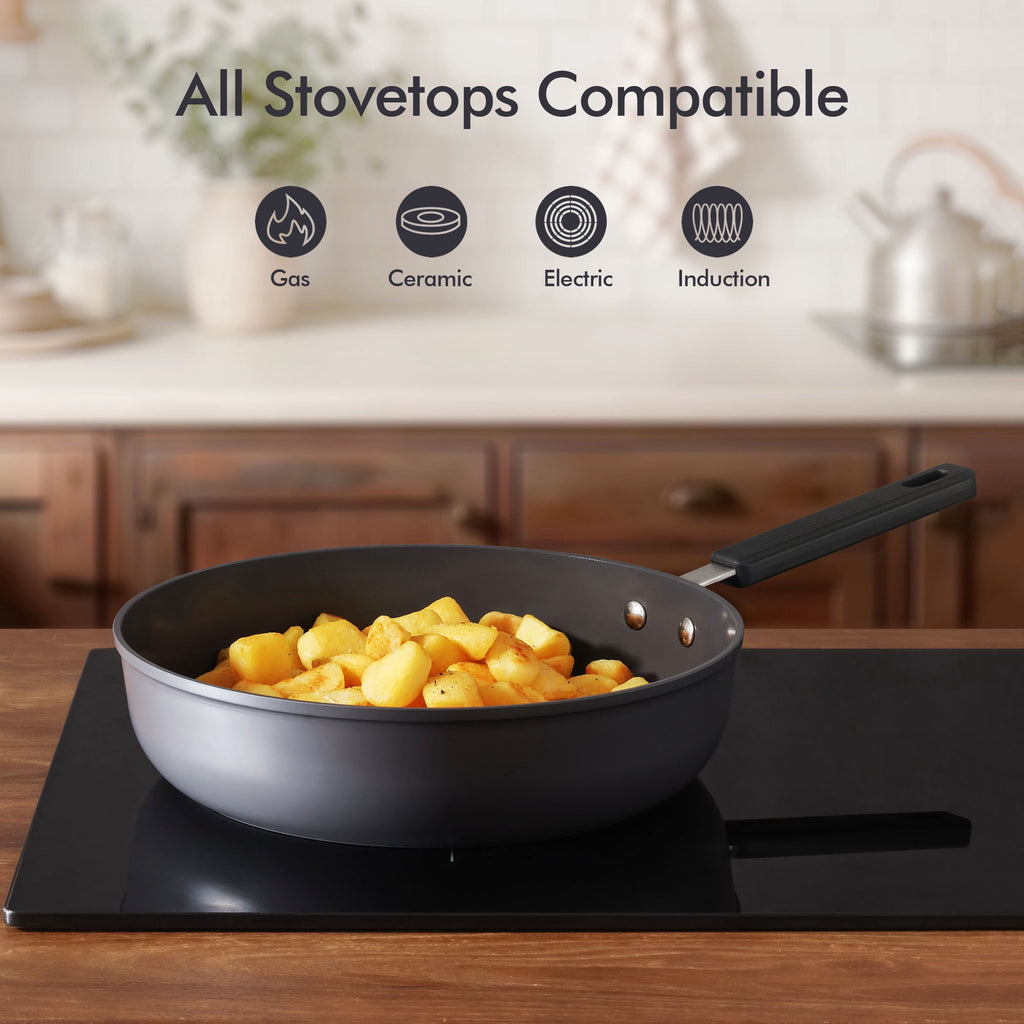 SENSARTE Nonstick Ceramic Frying Pan Skillet, Induction Omelette Pan Egg Pan, Healthy Cookware Chef's Pan with Heat-Resistant Handle, Dishwasher Safe, Gray, 8"