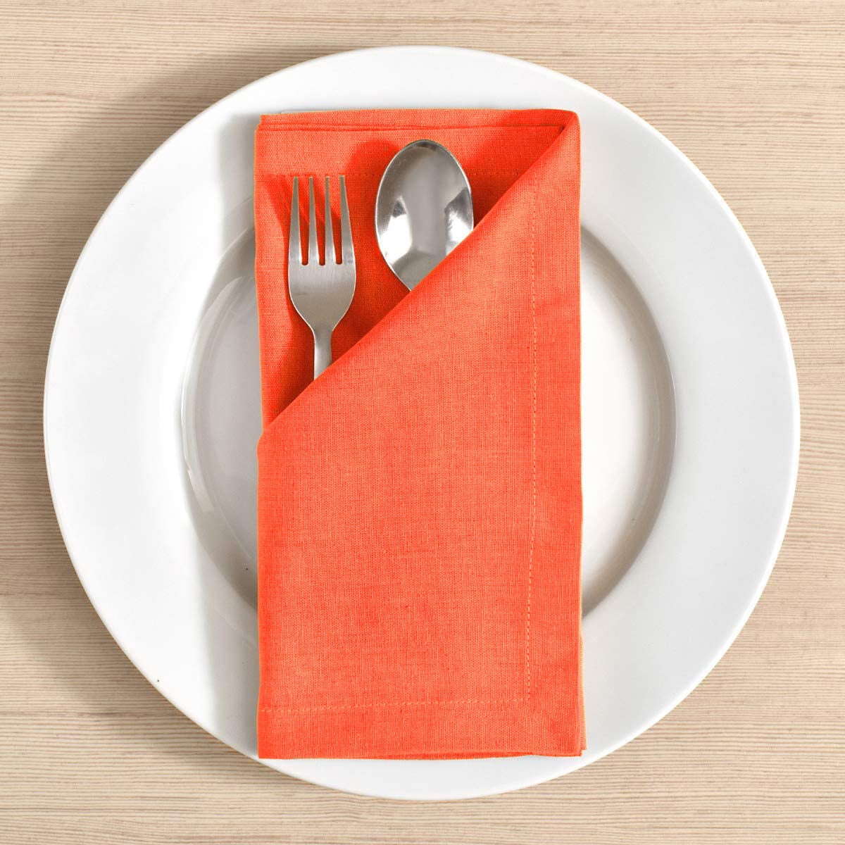 Fingercraft Cloth Napkin, Solid Color Cotton Linen Blend Table Napkins, Soft and Absorbent Fabric, Set of 12, Blush Pink