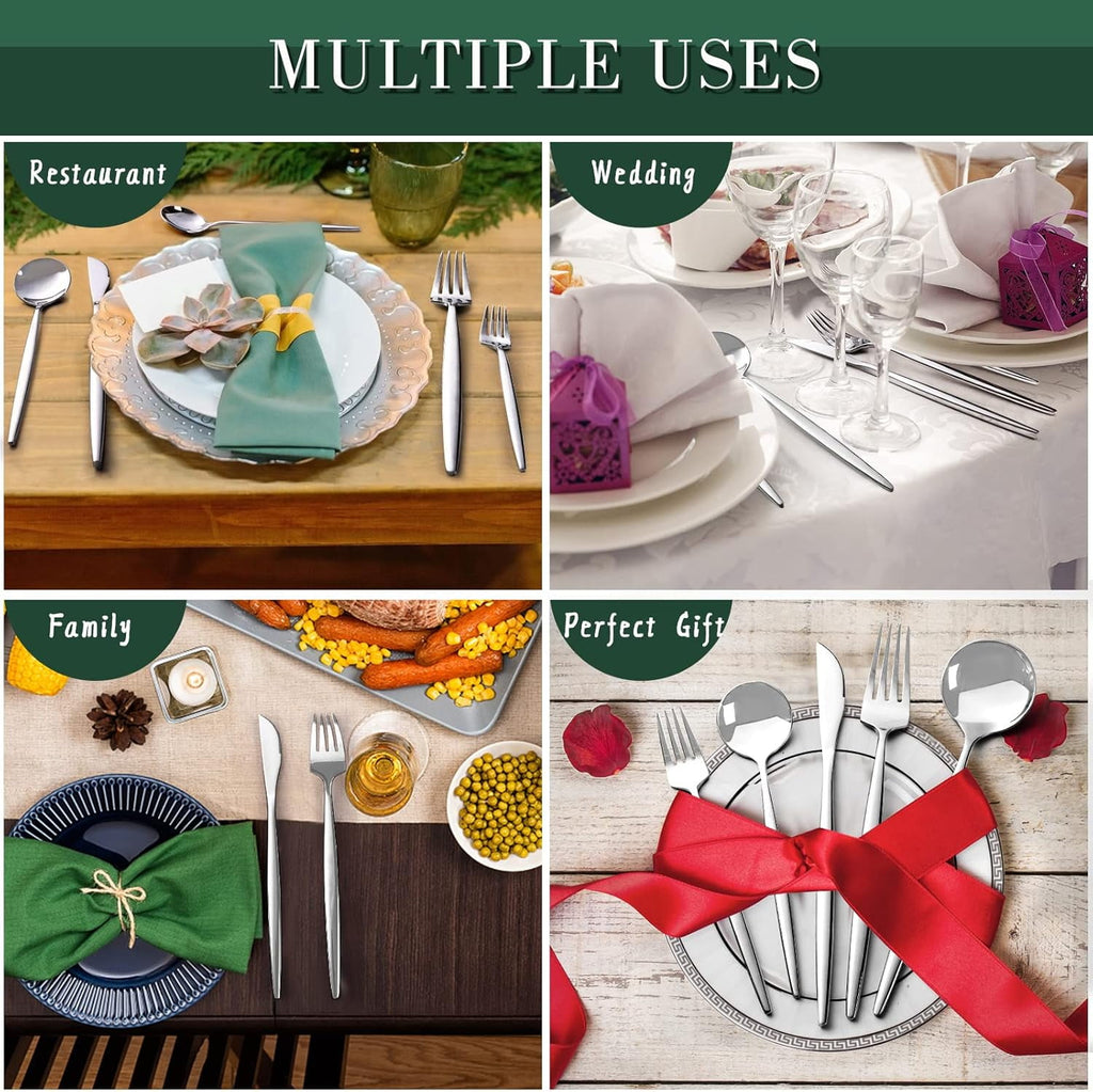Silverware Set for 8, 40 Pieces Stainless Steel Flatware Set, Tableware Cutlery Set for Home and Restaurant, Knives, Forks, Spoons, Mirror Polished, Dishwasher Safe, Silver