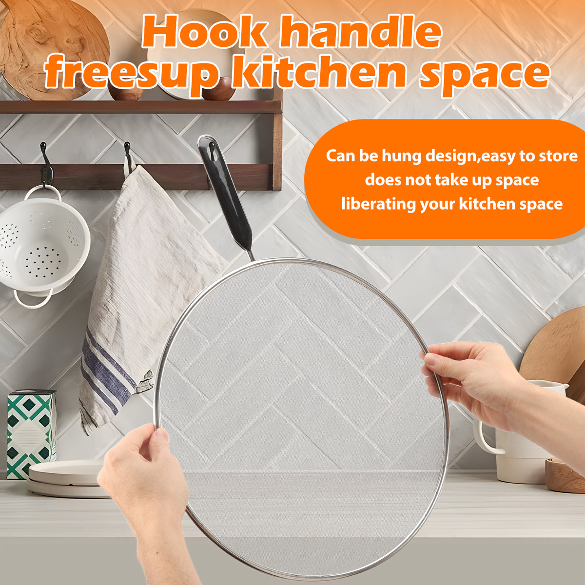3 Piece Stainless Steel Fine Mesh Splatter Screen Set, 13", 11.4", 9.8" Splatter Screen for Frying Pan, Grease Splatter Guard with Heat-Resistant Handles