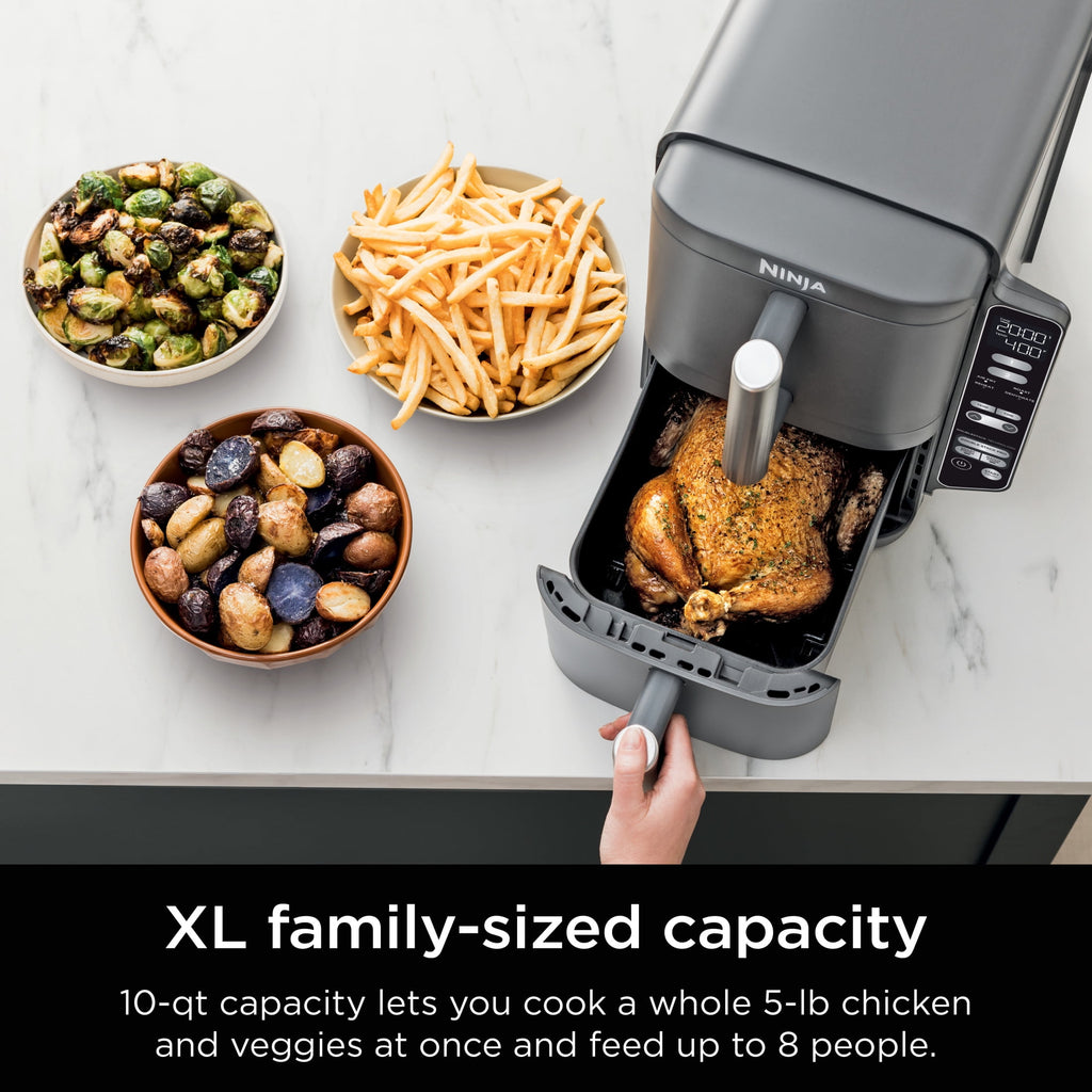 Ninja DoubleStack Air Fryer 8-Qt, 2 Baskets, Cook 4 Foods at Once, Space Saving, 4-in-1, SL200 Black