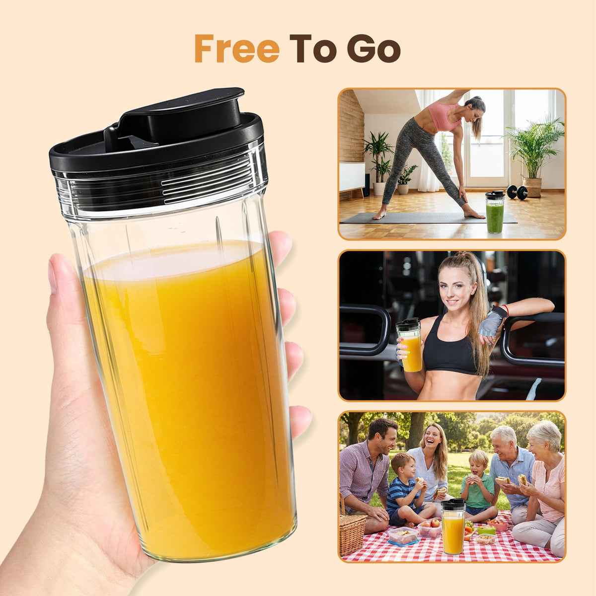 EDX 1200W Multi-Function Blender, 60oz Pitcher, 34oz & 24oz Portable Cups, 5 Speeds with Pulse & Ice Crush, Multi Lids for Juice, Shakes, Sauces, Silver
