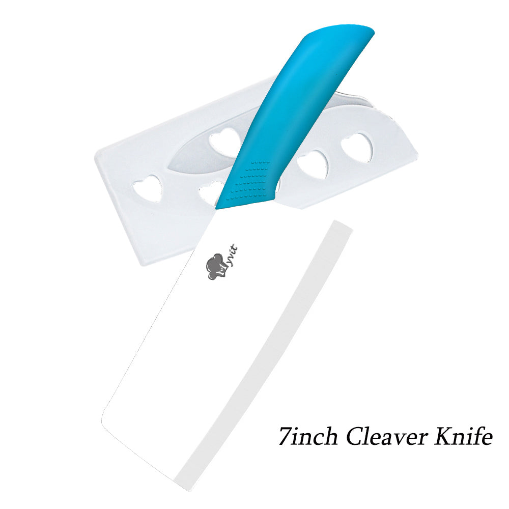 Ceramic Knife 7" Rustproof Vegetable Cleaver Knife Nakiri Lightweight Kitchen Paring Knife with Cover Chopping Knife Slicing Cutter