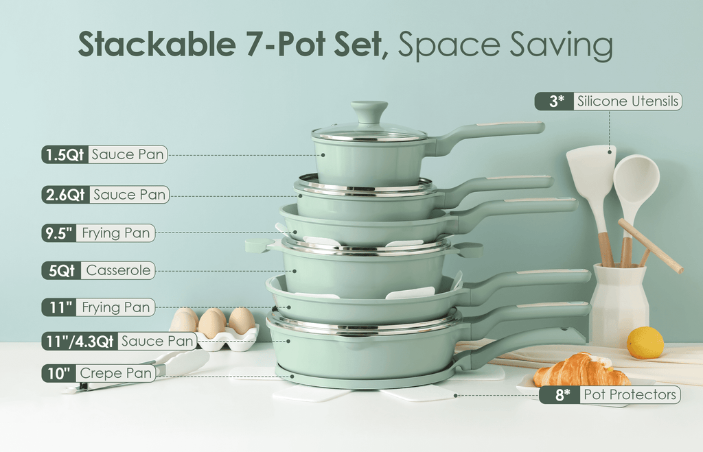 SENSARTE Ceramic Nonstick Pots and Pans Set, 10Pcs Healthy Non Stick Cookware Set with Pots Protectors, Induction Kitchen Cookware Sets, Dishwasher Safe White