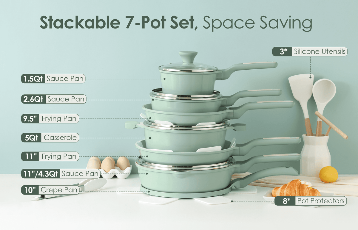 SENSARTE Ceramic Nonstick Pots and Pans Set, 10Pcs Healthy Non Stick Cookware Set with Pots Protectors, Induction Kitchen Cookware Sets, Dishwasher Safe White