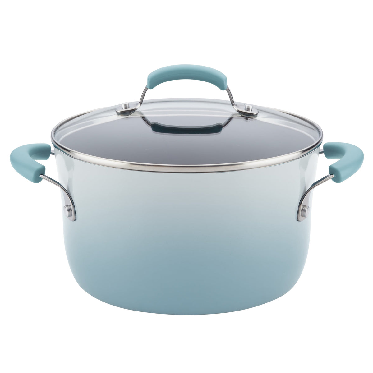 Rachael Ray Classic Brights Porcelain Aluminum Nonstick Cookware Pots and Pans Set, 14-Piece, Sky Blue