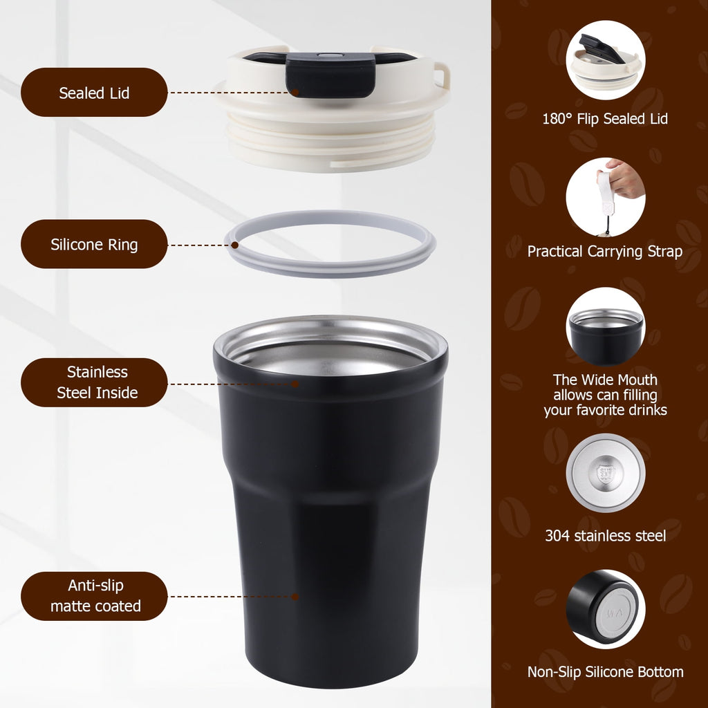 Ochapa 360 ML/12oz Coffee Tumbler, Double Walled Stainless Steel Insulated Travel Coffee Mug