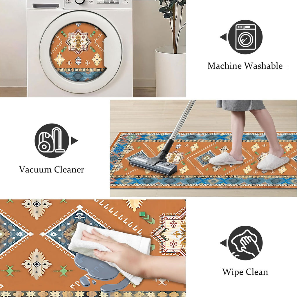 TECHVIDA Kitchen Rug Set 3 Piece,Non Slip Machine Washable Kitchen Mats, Farmhouse Hallway Doormat for Home Floor and Living Room,Gray
