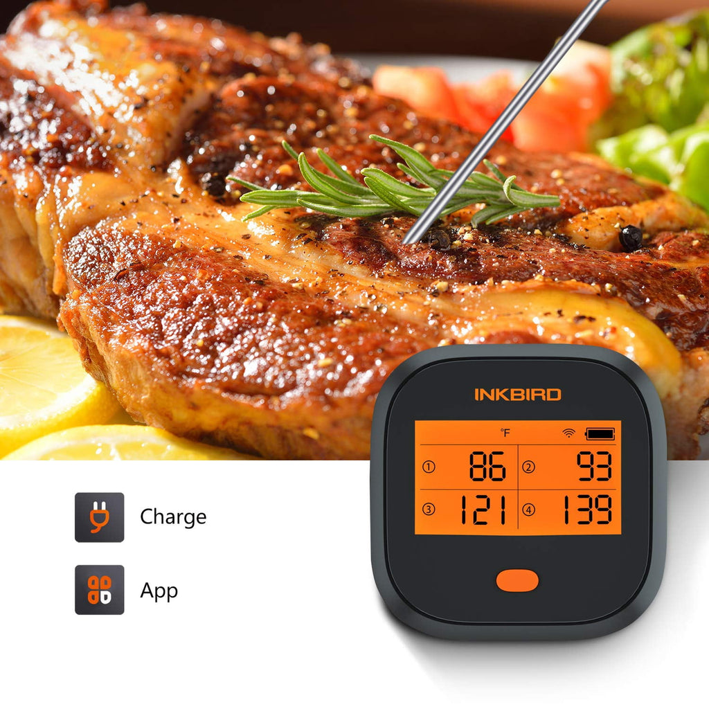 Inkbird WiFi&Bluetooth Meat Thermometer,4 Colored Probes Wireless BBQ GrillingThermometers for Barbecue ,Smoker,Oven | APP Calibration Temp Graph | Mobile Notification Timer Alarm