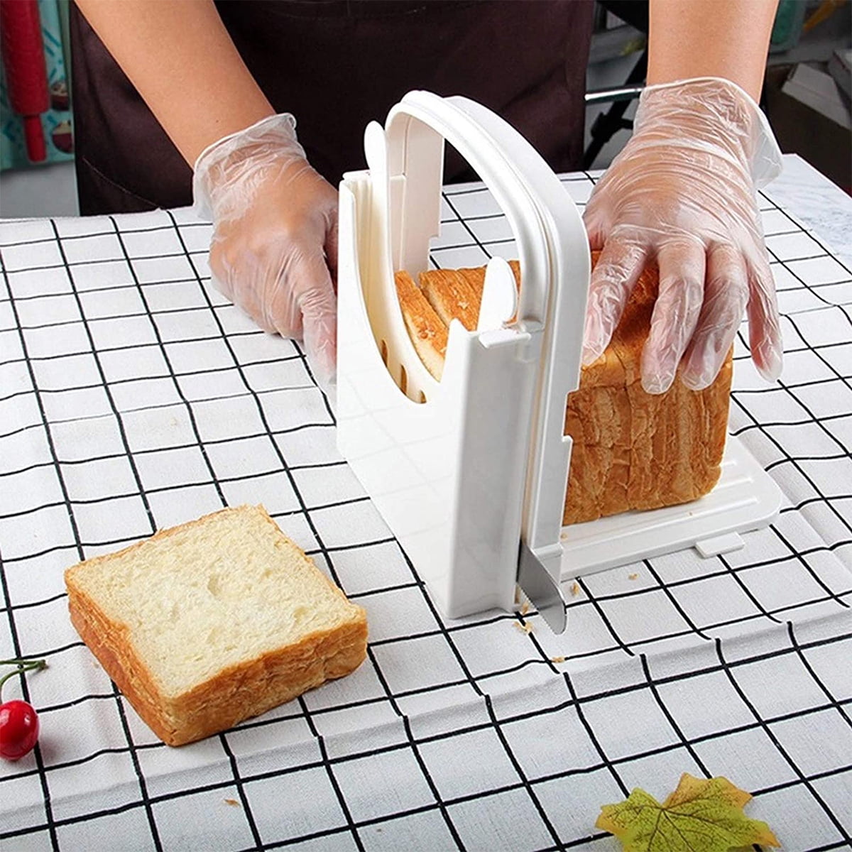 Xiyztok Bread Slicer Foldable Toast Slicer Tool Adjustable Toast Loaf Slicing Machine Plastic Bread Cutting Guide Tools for Homemade Bread Kitchen Baking Tool