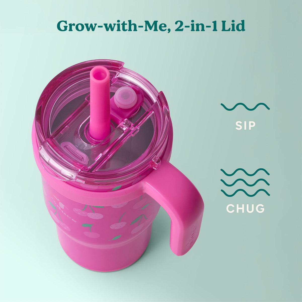 Reduce Coldee Kids Insulated Tumbler with Straw, 18oz Stainless Steel Spill-Proof Cup with Handle, Ice Cream