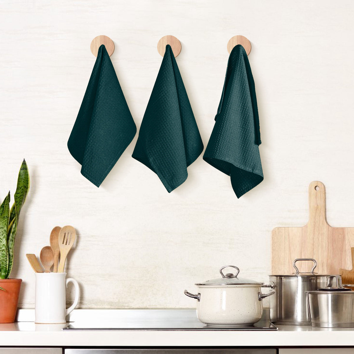 Twiny Threads Waffle Kitchen Towel 16"x26" Set of 4 - Brown
