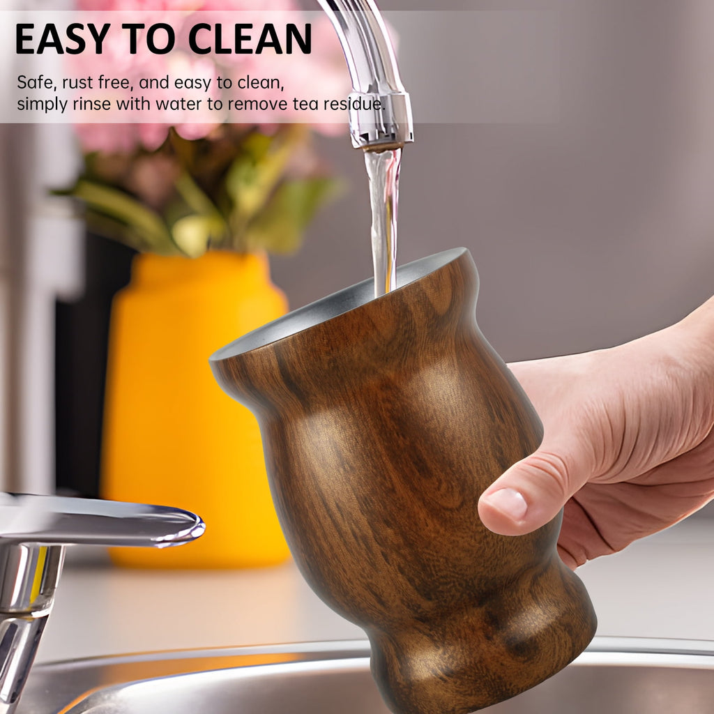 Jetcloudlive 8oz Yerba Mate Cup Stainless Steel Mate Tea Cup Set with Straw Brush Straw Spoon Flat Straw and Lid Insulated Yerba Mate Teacup Coffee Water Mate Cup Yerba Mate Gourd Cup