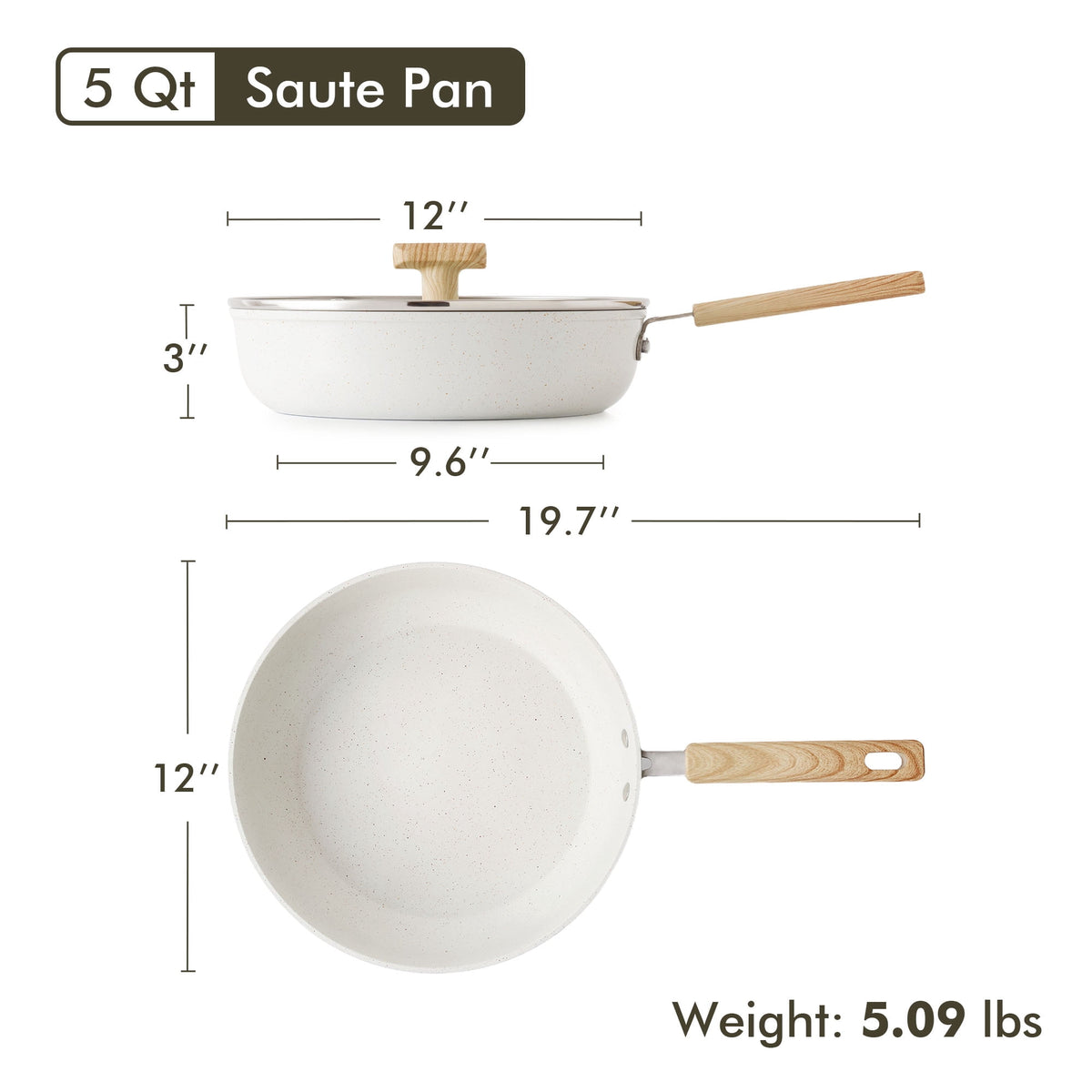 SENSARTE Nonstick Ceramic Frying Pan Skillet, Induction Omelette Pan Egg Pan, Healthy Cookware Chef's Pan with Heat-Resistant Handle, Dishwasher Safe, Gray, 8"