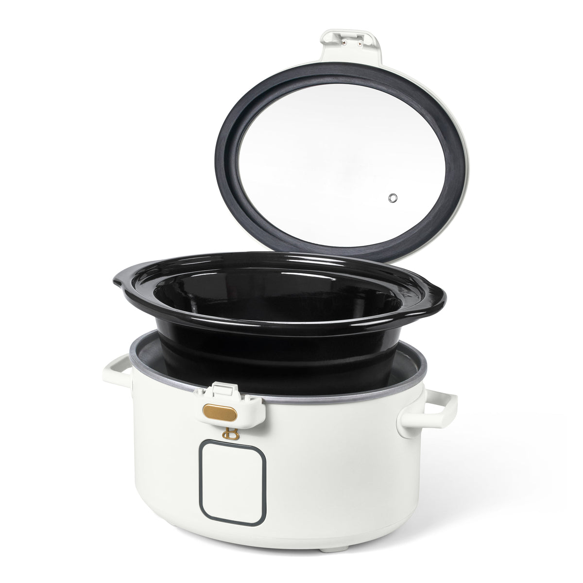Beautiful 4 Qt Digital Slow Cooker with Hinged Locking Lid, Thyme Green by Drew Barrymore