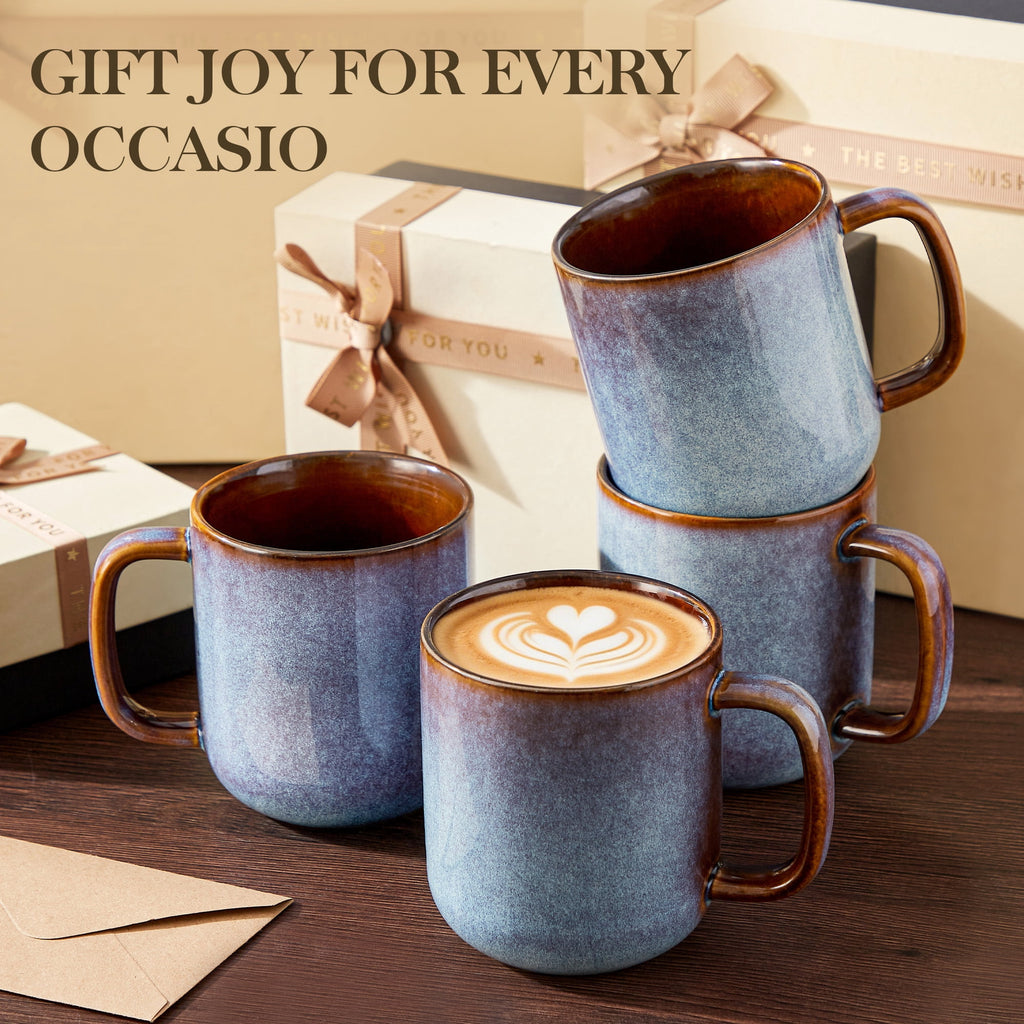 Malacasa Coffee Mugs Set of 4, 12oz Ceramic Coffee Cups Set, Tea Mugs for Latte, Cocoa and Milk, Coffee Mug With Handle, Gifts for Women Men