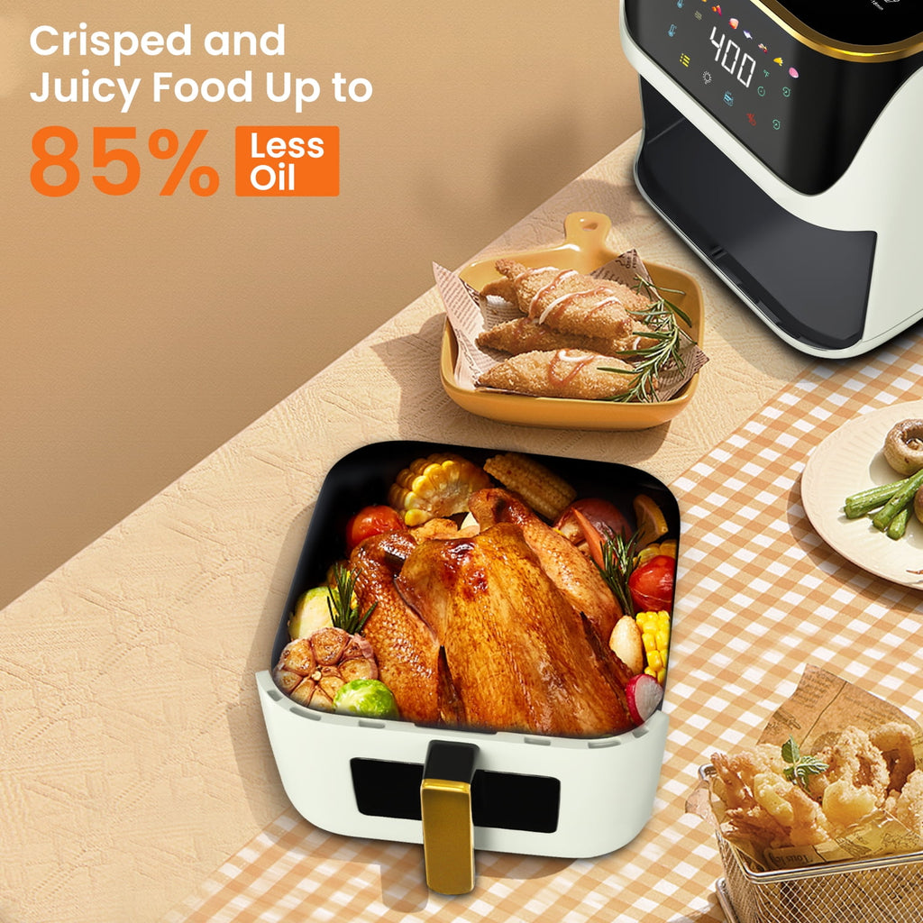 Bluebow Newest Air Fryer Large 8.5 QT, Black, 8 in 1 Touch Screen, Visible Window, 1750W