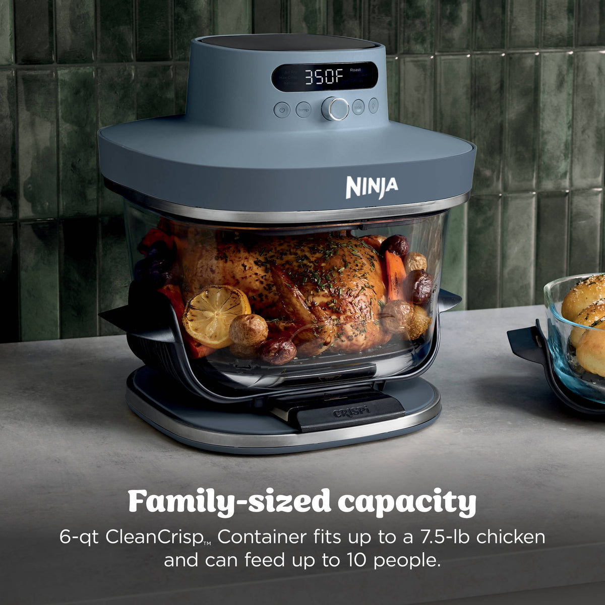 Ninja Crispi Pro Glass Air Fryer 6-Qt & 2.5-Qt, 6-in-1, Air Fry, Bake, Dehydrate, Dishwasher Safe, AS101LG Dove