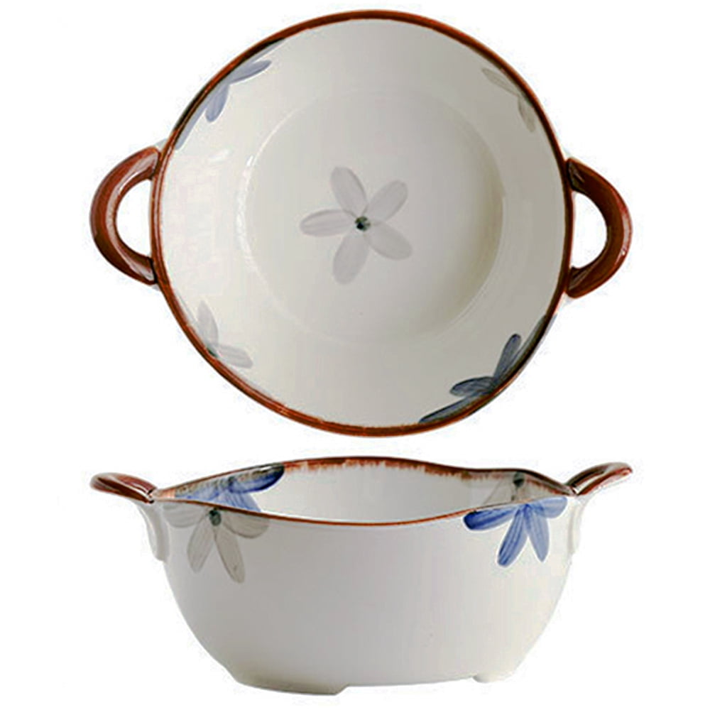 Serving Bowl 59oz Large Ceramic Soup Bowl with Handles Decorative Cereal Pasta Bowl for Salad and Ramen, Oven Dishwasher Safe Stoneware