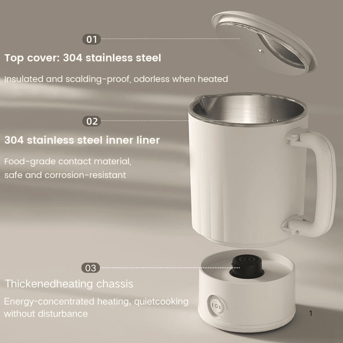 SpaceMuse Portable Collapsible Electric Water Kettle 27.1oz, 304 Stainless Steel Electric Kettle with Dual Heat Settings, Tea Brewer Milk Frother Coffee Maker with for Travel Camping Office&Home Use