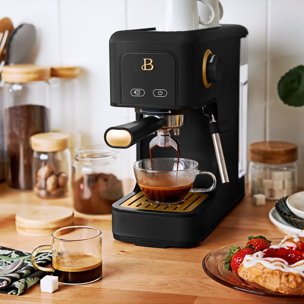 Beautiful by Drew Barrymore Slim Espresso Machine, 20-Bar Pressure, Black Sesame