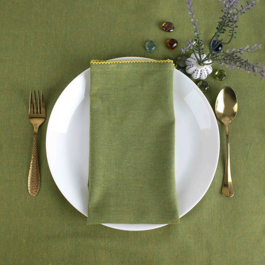 FINGERCRAFT Table Napkins, Cotton Cloth Napkin, Picot Edge, 20-inch, 12 Pack, Ivory