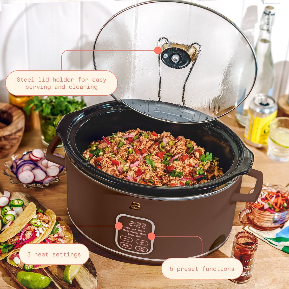 Beautiful 6 Qt Programmable Slow Cooker, Thyme Green by Drew Barrymore