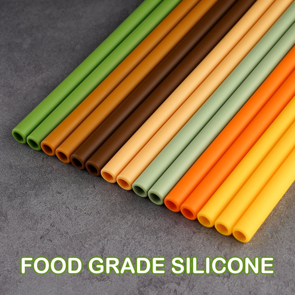 Tomorotec 12" Reusable Silicone Drinking Straws 15PCS with 2 Brushes, Compatible with Stanley Tumblers 40oz 30oz 20oz, Customizable for Various Drinkware, BPA-Free & Safe for Teeth (Morandi Colors)