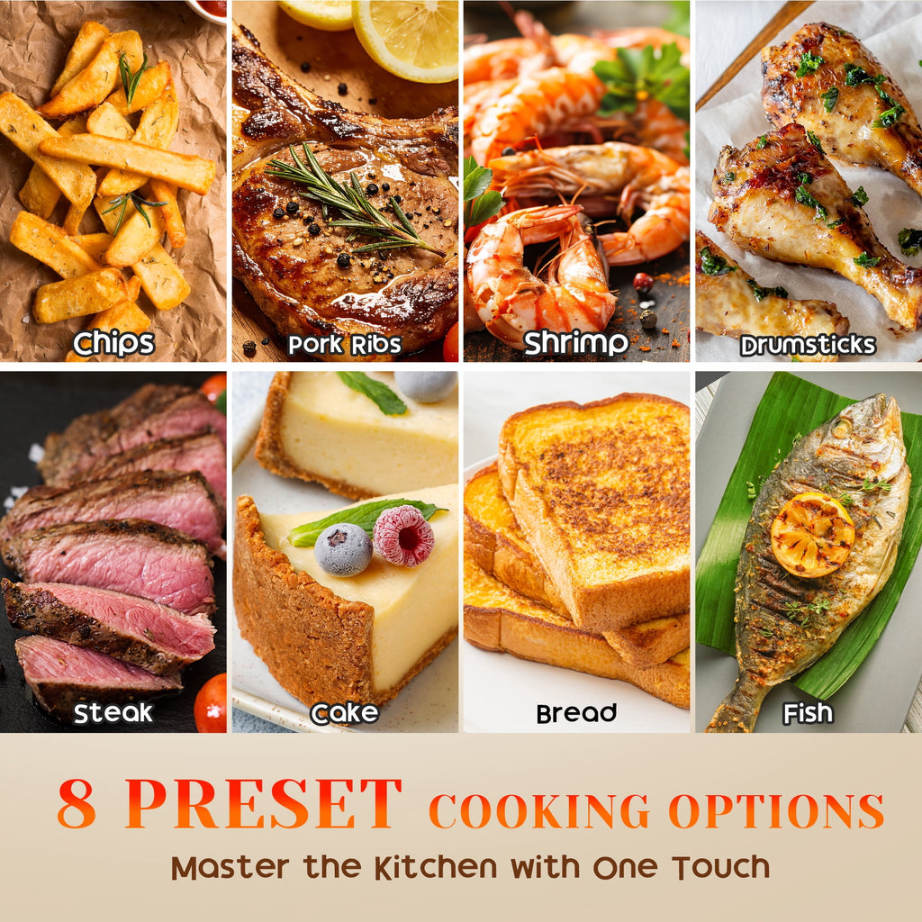7.5QT Air Fryer with Grill Pan, Large Family Size for 2-7 People, LED View Window, 1450W Powerful Heating,Roasting,Baking, Nonstick Dishwasher Safe Basket, 92% Less Oil, 8 Presets & 100 Free Liners