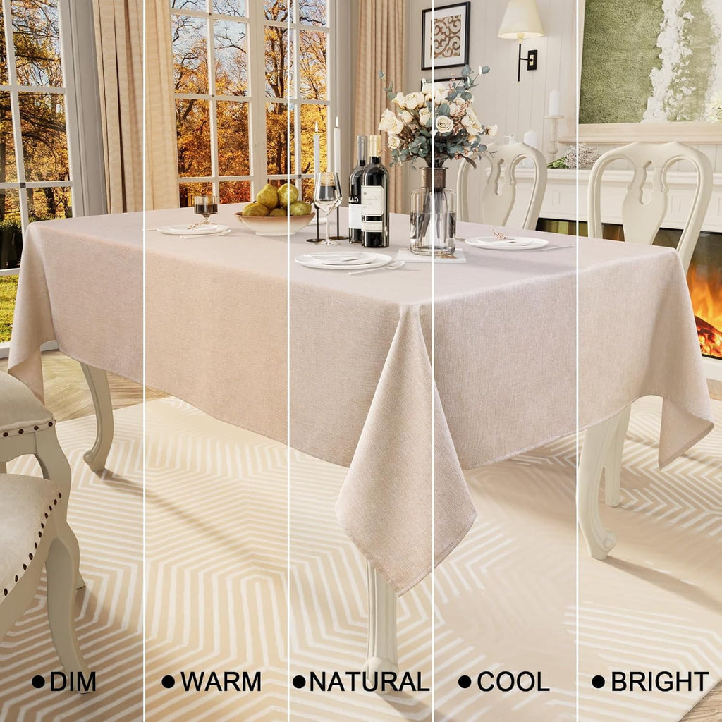 decorUhome Linen Rectangle Tablecloth 52x70 inch, Stain and Wrinkle Resistant Washable Table Cloth, Decorative Waterproof Fabric Table Cover for Dining Party, Sage Green