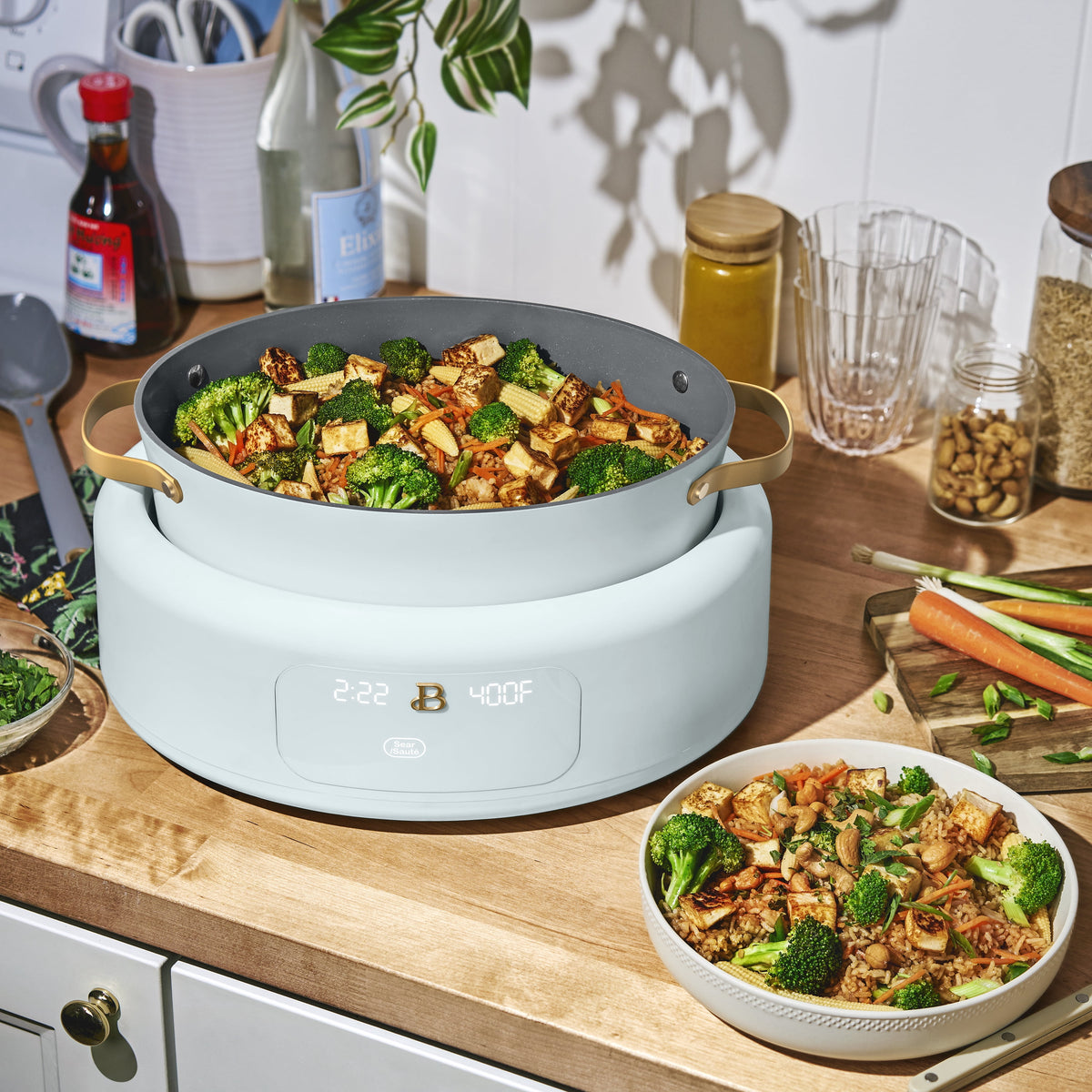 Beautiful 10 in 1, 6 Qt Electric Multi-Cooker, Thyme Green by Drew Barrymore