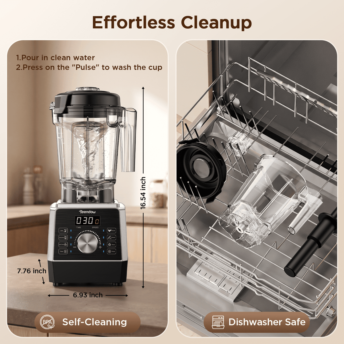 Teendow Blenders for Kitchen, 8 Presets Countertop Smoothie Professional Blender