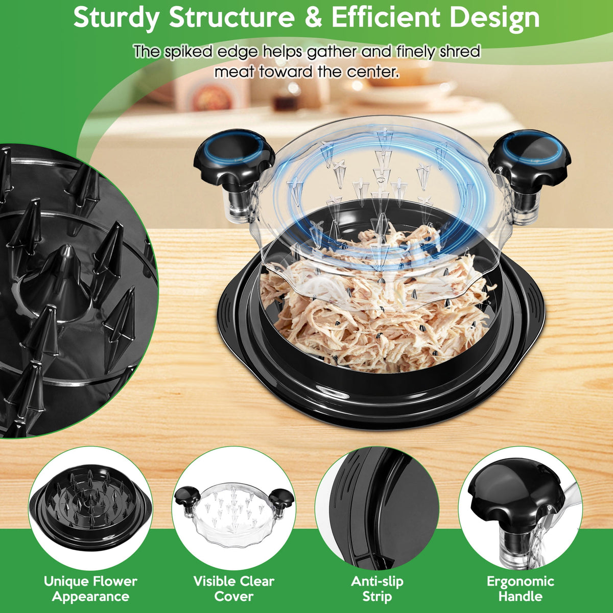Gimgong Chicken Shredder Large Chicken Breast Shredder Tool Twist with Cleaning Brush, Visible Meat Shredder Machine, Strong Anti-Slip Strip, Ergonomic Handle, BPA Free, Suitable for Pork Beef Chicke
