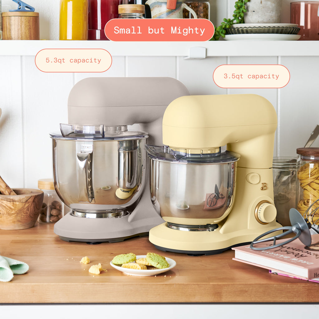 Beautiful 3.5 Qt Stand Mixer with Flat Beater, Dough Hook, Balloon Whisk, Chocolate by Drew Barrymore