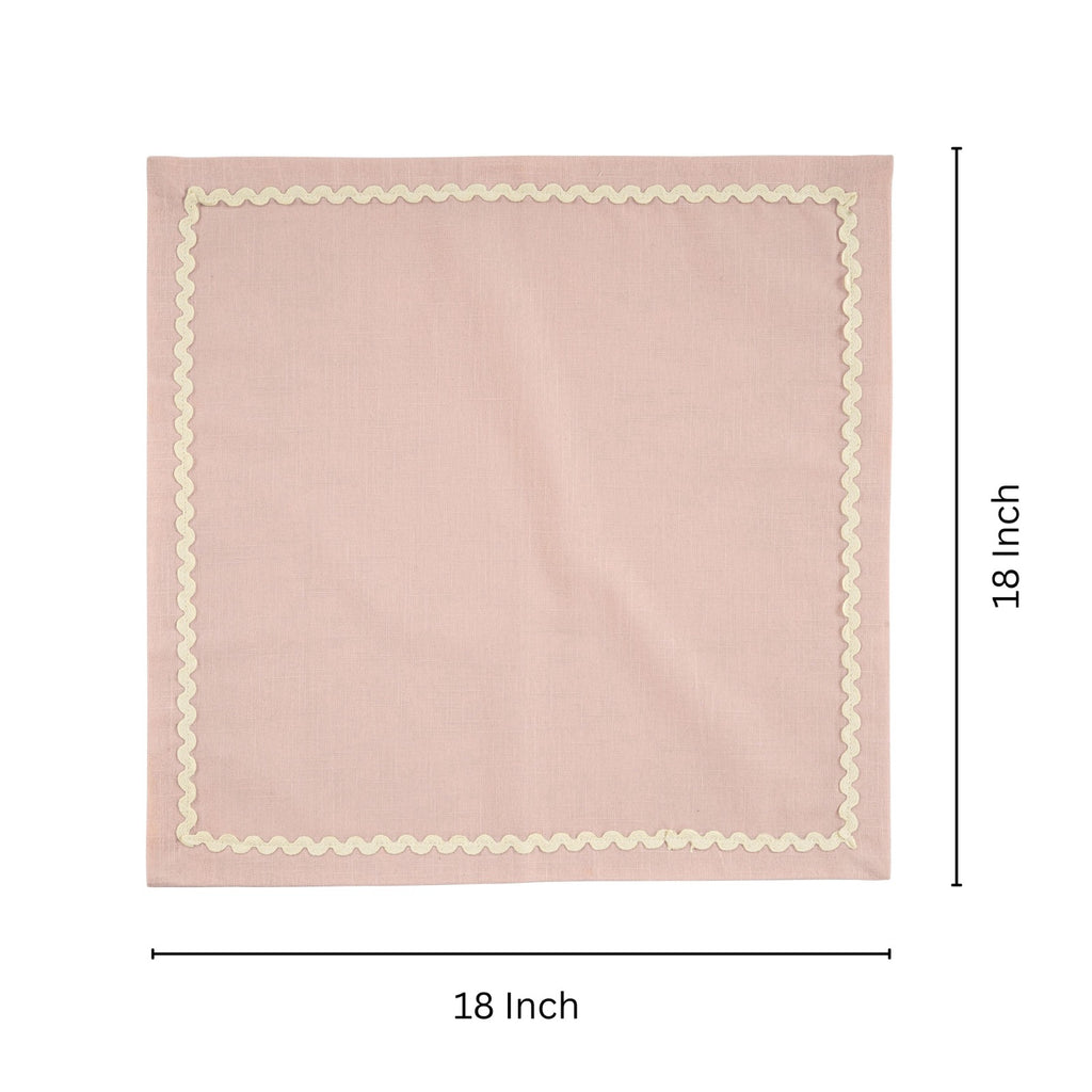 Fingercraft Cloth Napkin, Soft Quality Cotton Linen Blend Fabric, Dinner Napkins with Premium White Lace, 6 Pack, 20”x20” Aqua