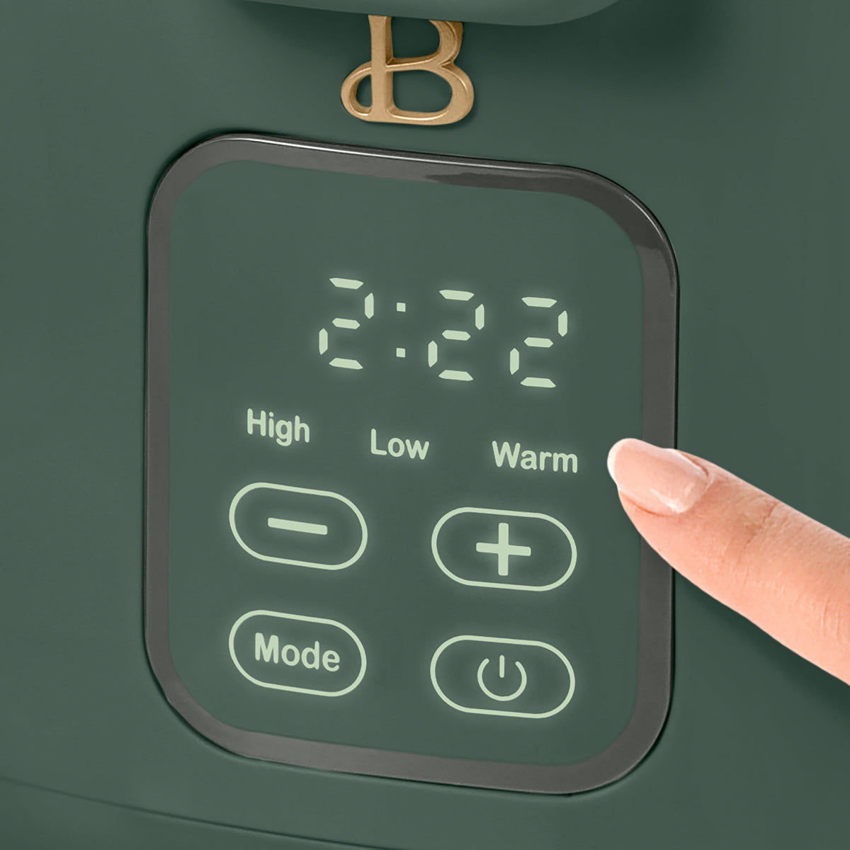 Beautiful 4 Qt Digital Slow Cooker with Hinged Locking Lid, Thyme Green by Drew Barrymore