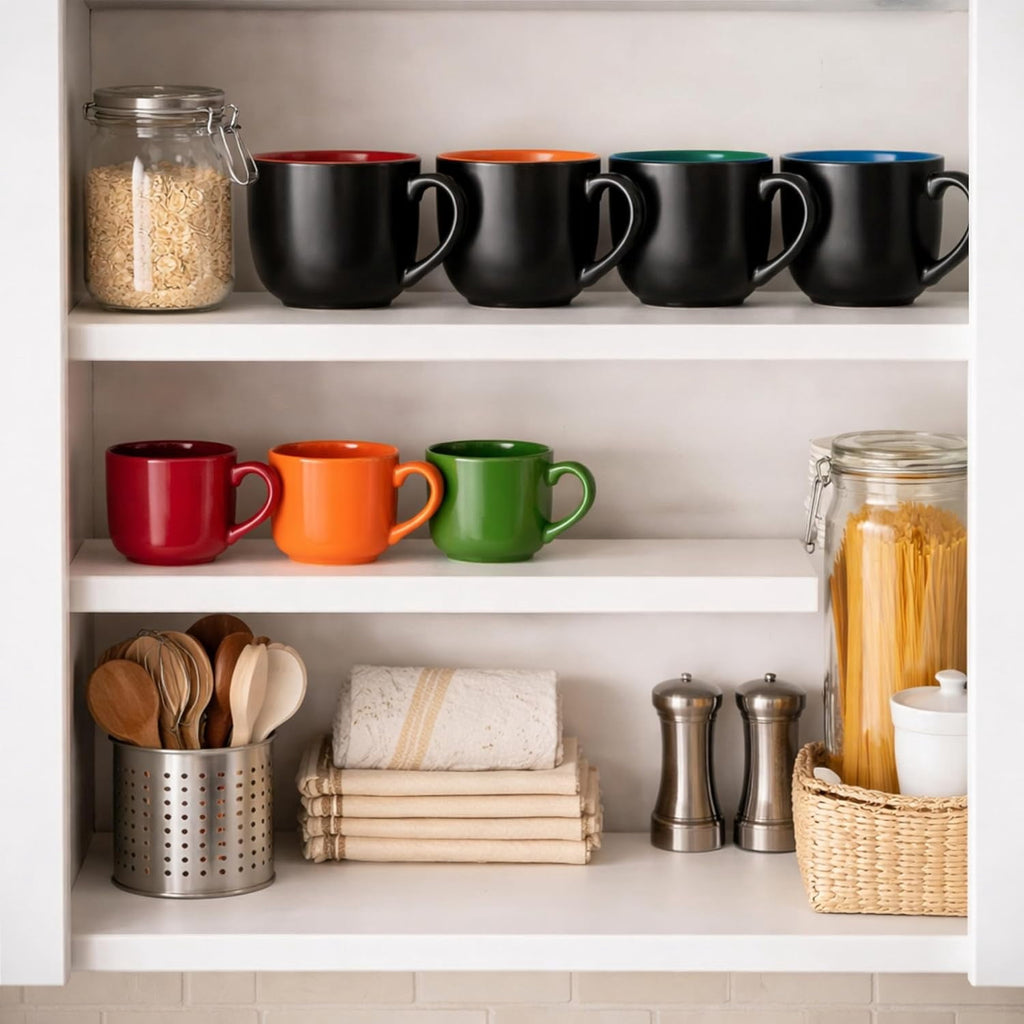 AmorArc 24 oz Soup Mugs with Handles, Jumbo Ceramic Bowls Mugs Set with handles for Coffee Cereal Cappuccino Snacks, Microwave&Dishwasher safe Soup Cups for Meal-Multicolor
