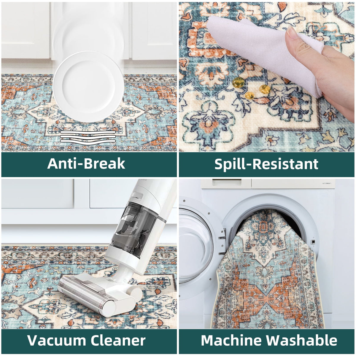 Findosom 3pcs Kitchen Rugs Set,Washable Boho Farmhouse Kitchen Mats for Floor,Non Slip Kitchen Floor Mat Carpet Runner Rugs for Entryway Hallway Laundry Home Decor 20"x32"+20"x32"+20"x47" Gray