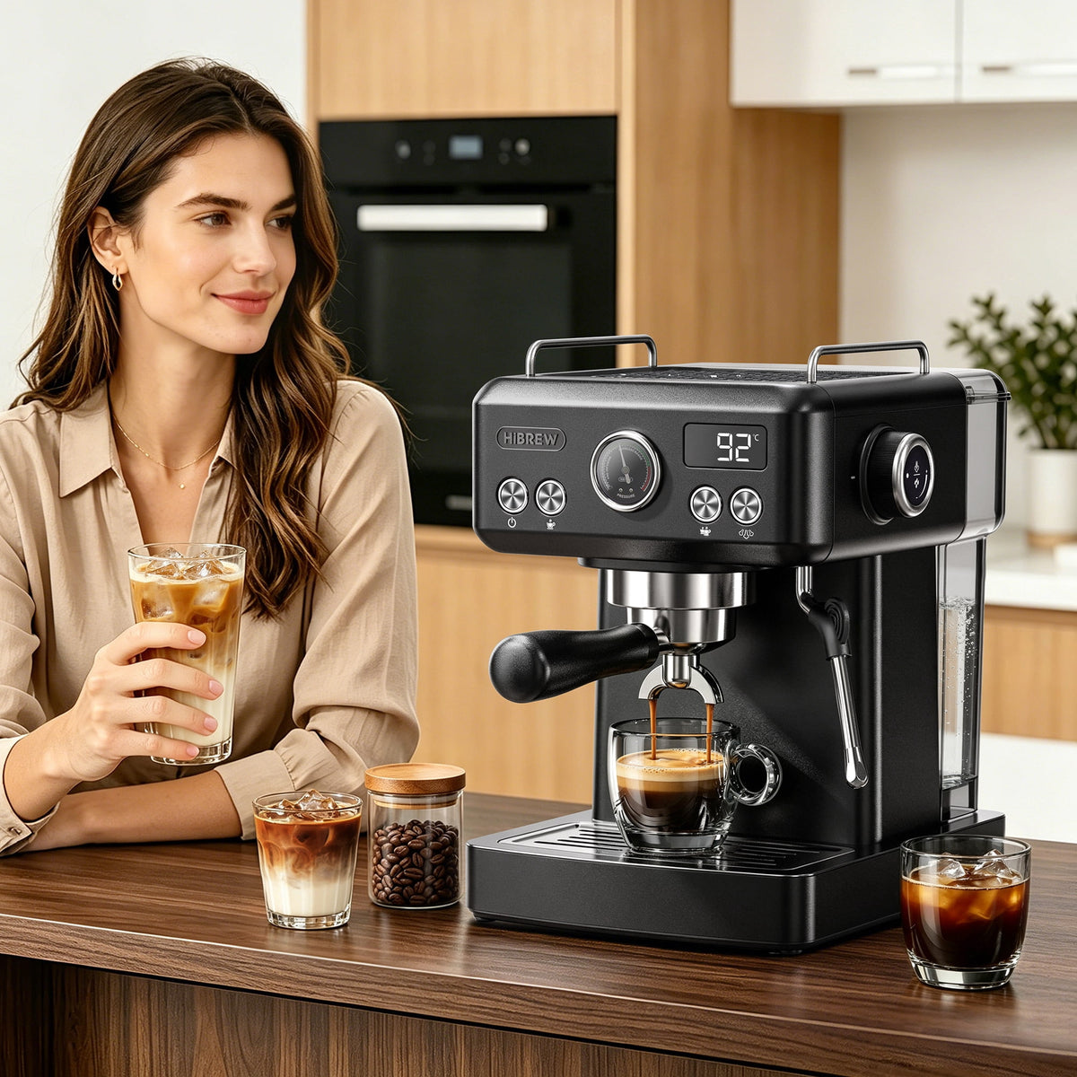 HiBREW 58mm Espresso Machine H10A, 20 Bar Coffee Maker with PID Temperature Control &Steam Wand, Stainless Steel Coffee Machine for Home Use