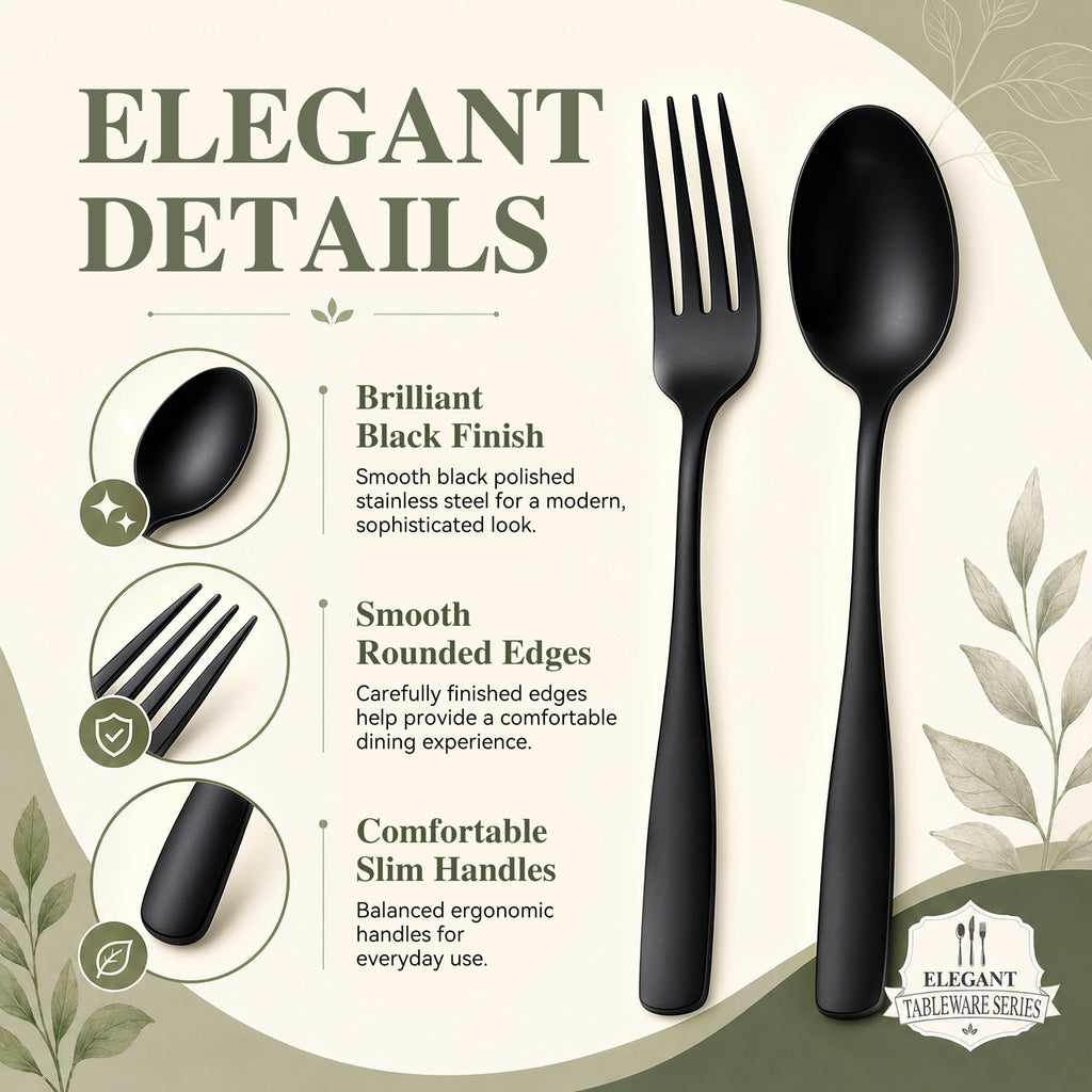 TINANA Silverware Sets, 30 PCS Flatware Set for 6, Premium Stainless Steel Cutlery Utensil Set Mirror Polished Forks and Spoons, Dishwasher Safe