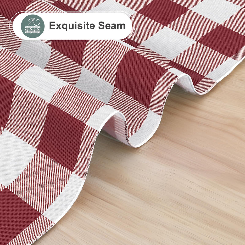 decorUhome Rectangle Tablecloth, Waterproof Vinyl Flannel Backed Table Cloth, Buffalo Wipeable Plastic Table Cover for Kitchen and Outdoor, Black and White, 60" x 84"