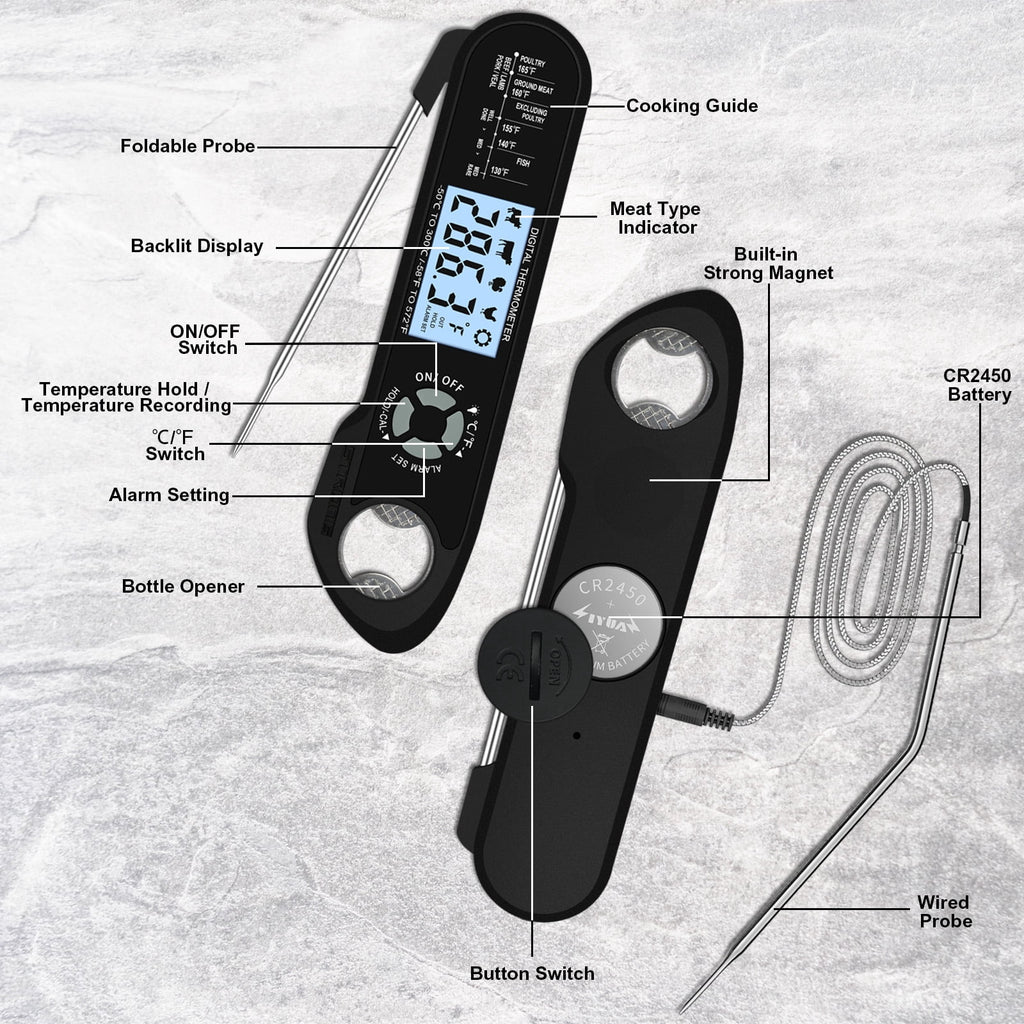 AGCAN Digital Meat Thermometer Instant Read Food Thermometers for BBQ Grilling Cooking