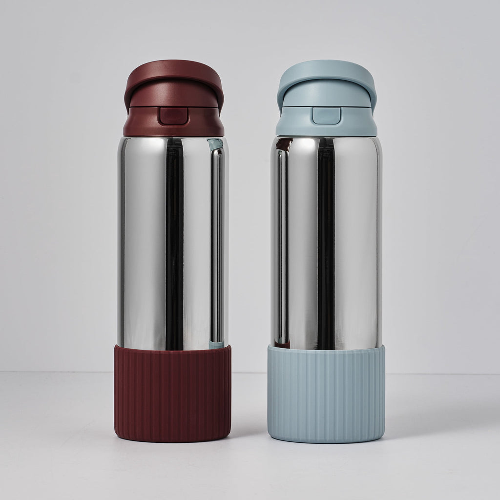 Mary Lawless Lee x TAL 32oz Stainless Steel 2-in-1 Straw and Chug Water Bottle with Push Lid and Strap, Stripes