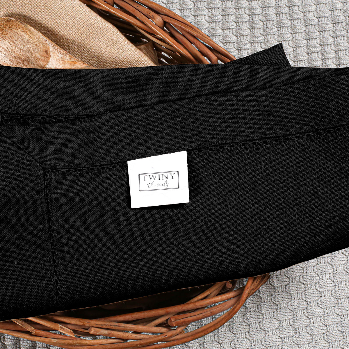 Twiny Threads Set of 4 Hemstitch Reusable Cloth Dinner Napkins - Navy