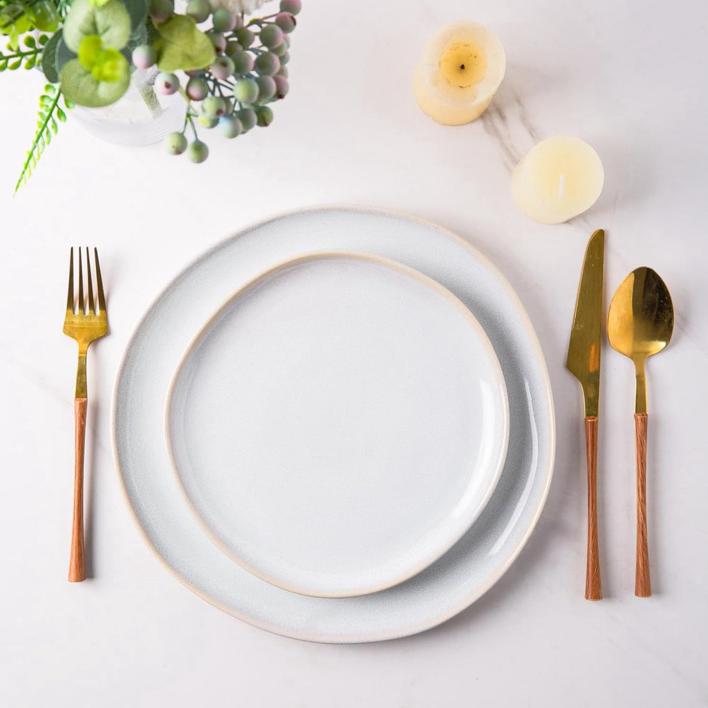 AmorArc Ceramic Plates Set of 6, 8.5 Inch Handmade Reactive Glaze Stoneware Plates set for Dessert, Salad, Appetizer, Dinner, Microwave & Dishwasher Safe, Scratch Resistant-Gade Green