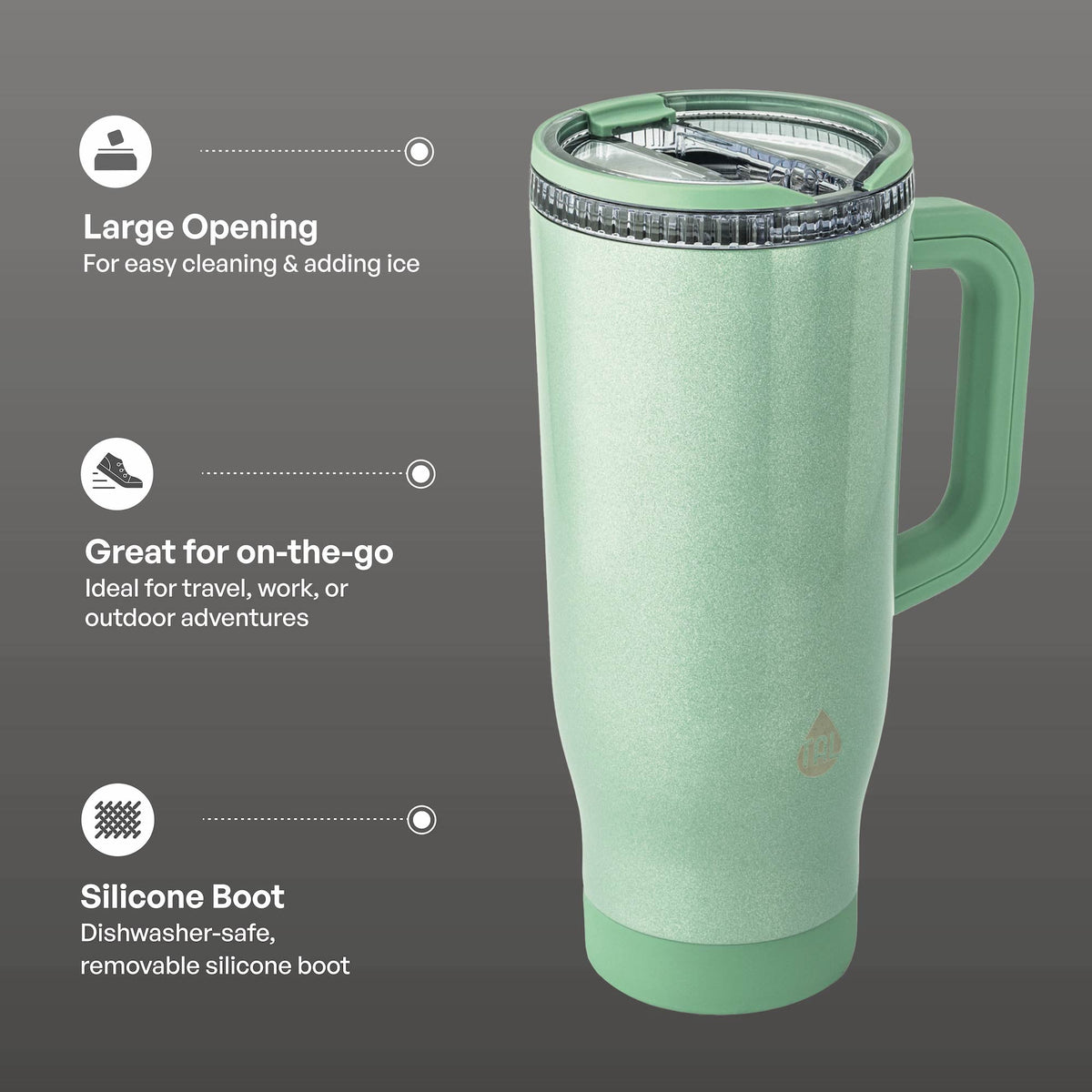 TAL 32oz Stainless Steel Skye Tumbler with Flip-Up Straw, Black