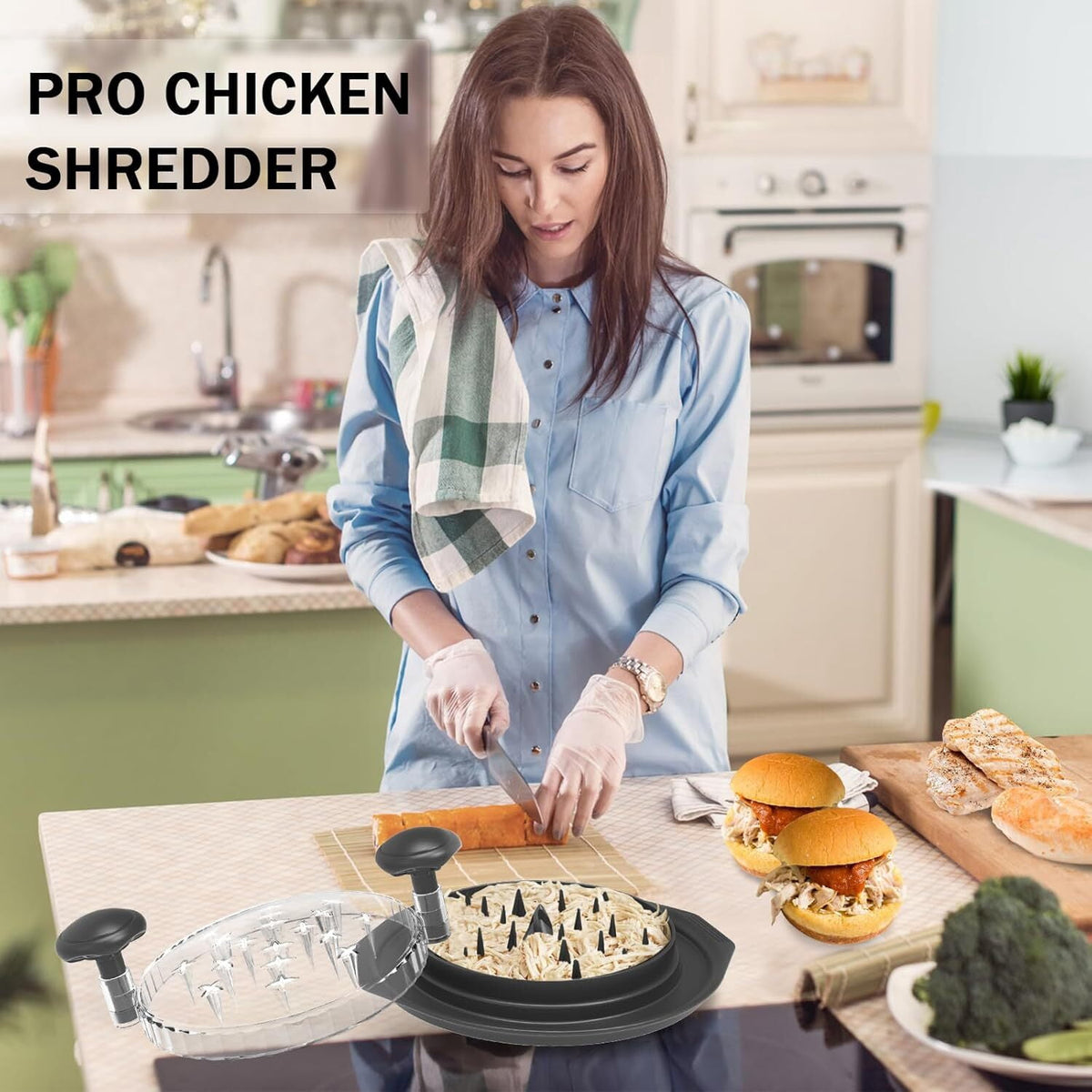 Chicken Shredder Tool Twist - 10" Large Meat Shredder Tool Twist, Visible Shredded Chicken Tool Chicken Breast Shredder, Ergonomic Handle, Dishwasher Safe, Anti-Slip,Suitable for Pork Beef Chicken