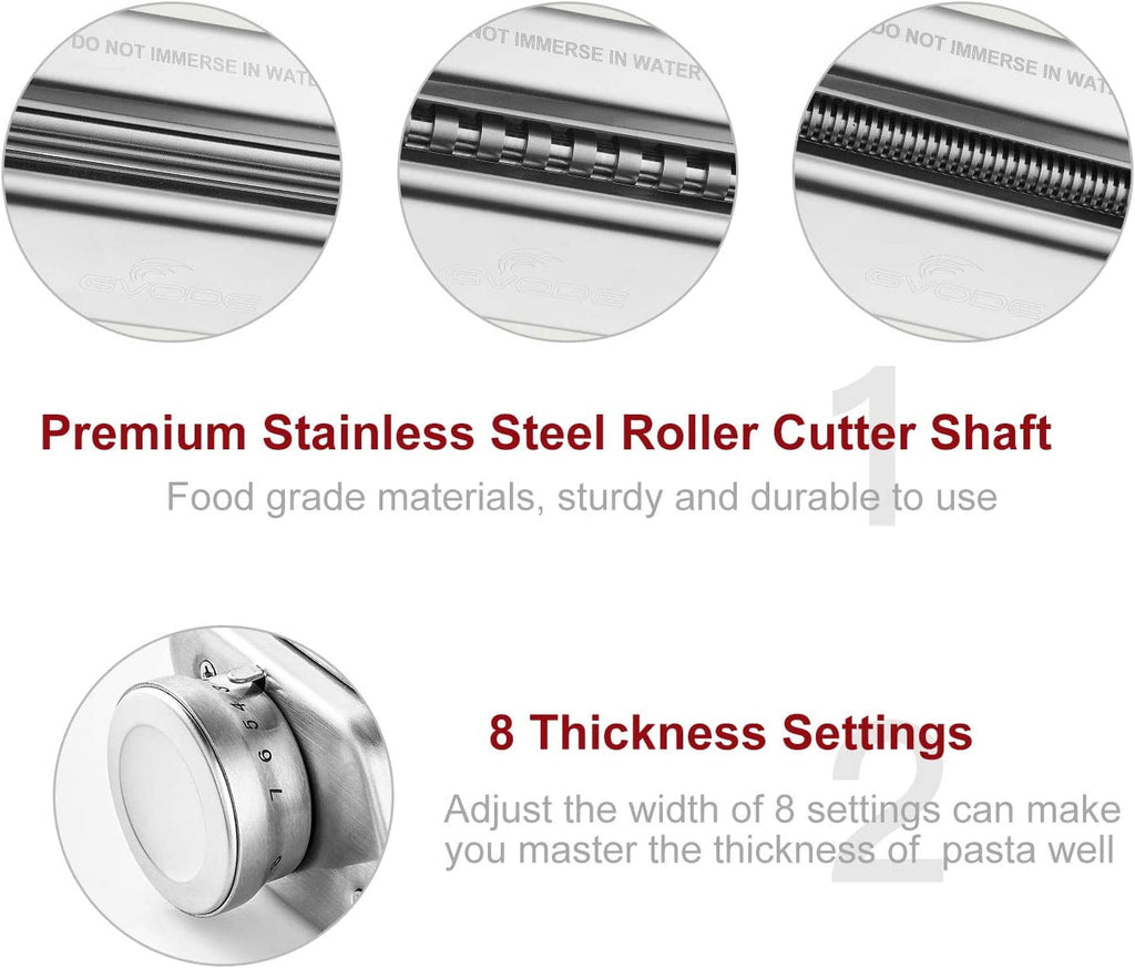 GVODE 3-Piece Pasta Attachment for KitchenAid Stand Mixers, Stainless Steel Pasta Roller and Cutter Set with Spaghetti and Fettuccine Cutters