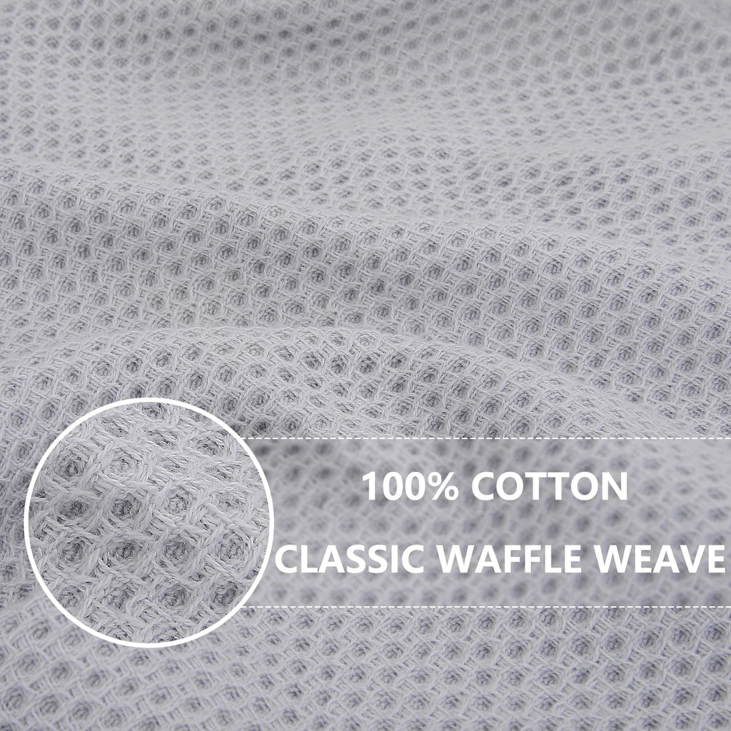 Smiry 100% Cotton Waffle Weave Kitchen Dish Towels, Ultra Soft Absorbent Quick Drying Cleaning Towel, 13x28 Inches, 4-Pack, Dark Grey