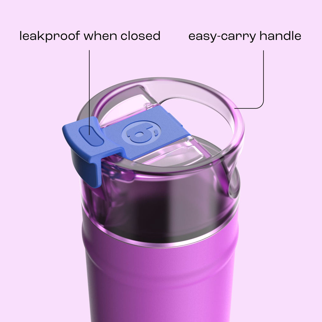 Bubba 24oz DualSip Insulated Stainless Steel Water Bottle with Straw & Sip Lid, Ocean Energy Blue/Purple